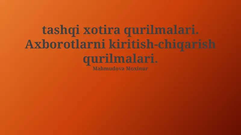 Kirish/Chiqish Qurilmalari