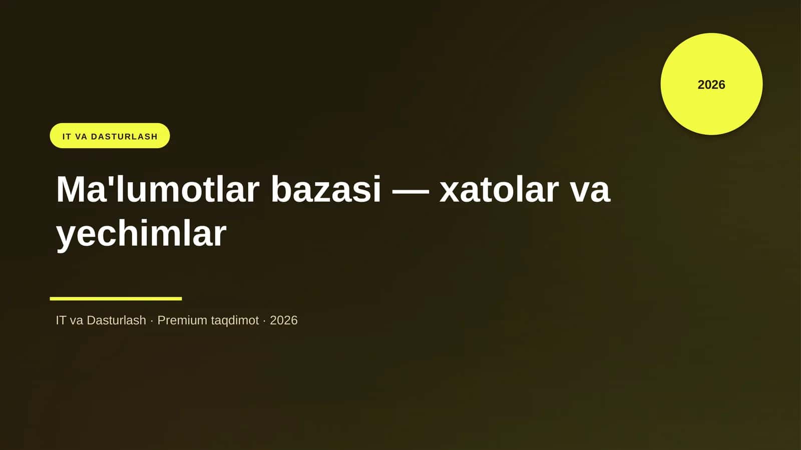 Ma'lumotlar bazasi — xatolar va yechimlar