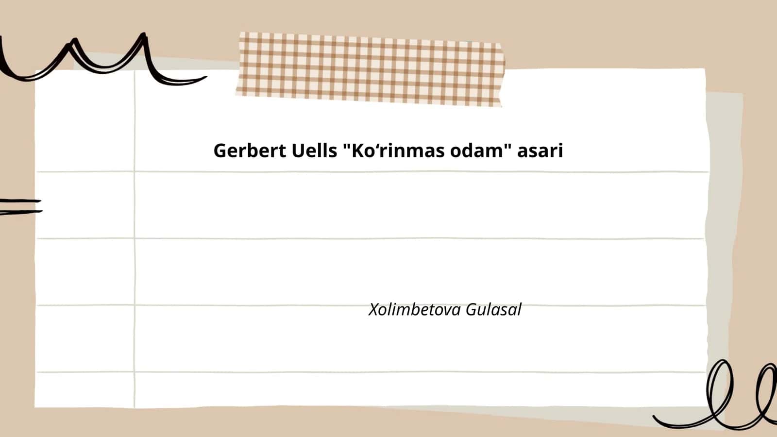 Gerbert Uells "Ko‘rinmas odam" asari