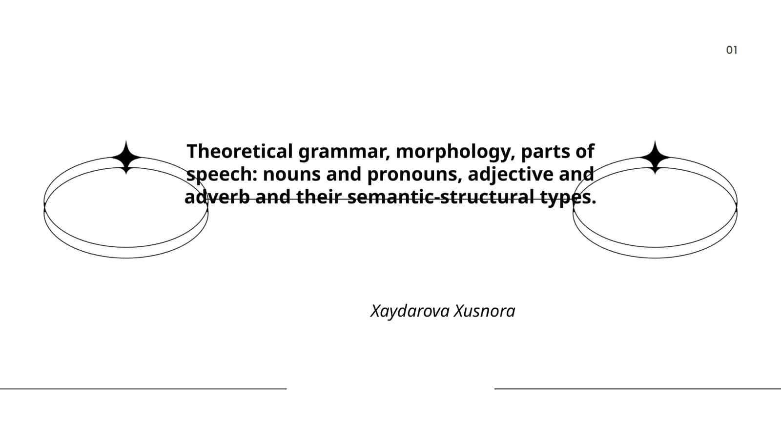 Theoretical grammar, morphology, parts of speech: nouns and pronouns, adjective and adverb