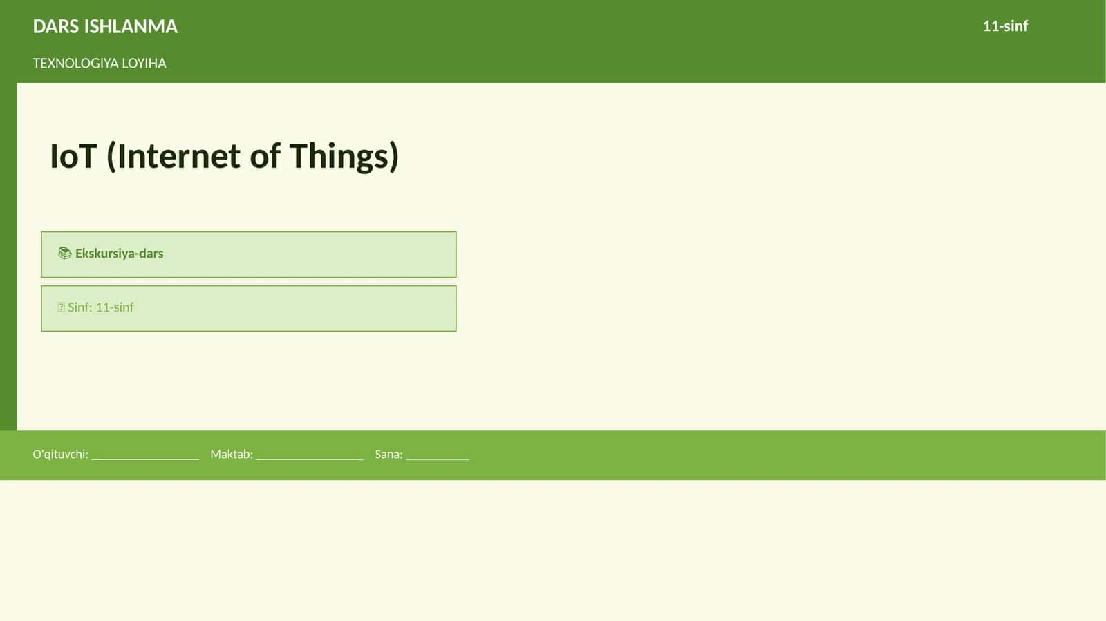 TEXNOLOGIYA LOYIHA IoT (Internet of Things)