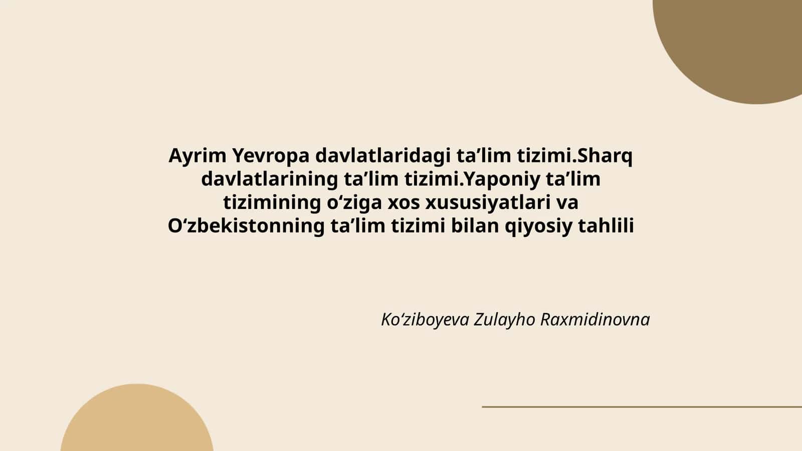 Ayrim Yevropa davlatlaridagi taʼlim tizimi