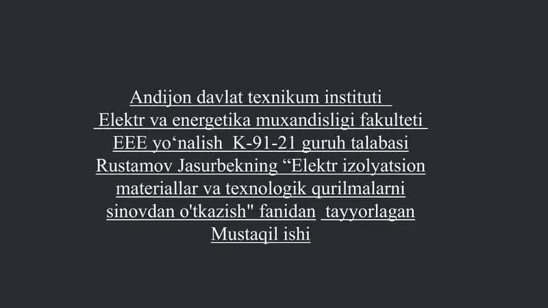 Keramika va Shisha Izolyatorlarning Kuchlanish Ostida Sinovi