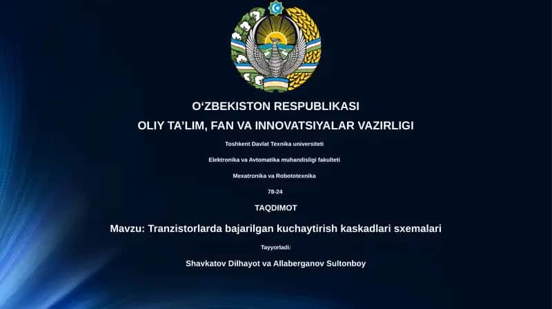 Tranzistorlarda bajarilgan kuchaytirish kaskadlari sxemalari