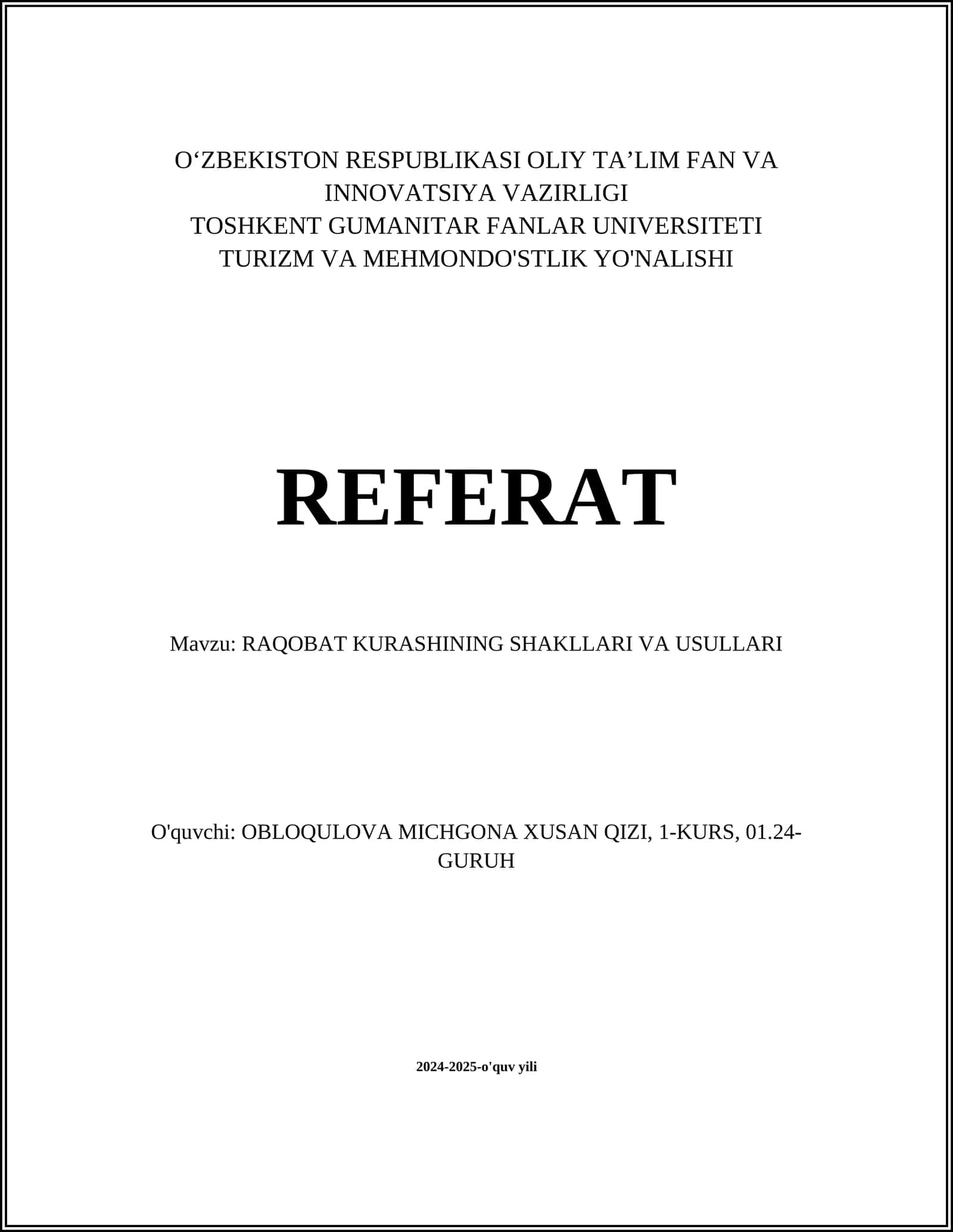 RAQOBAT KURASHINING SHAKLLARI VA USULLARI