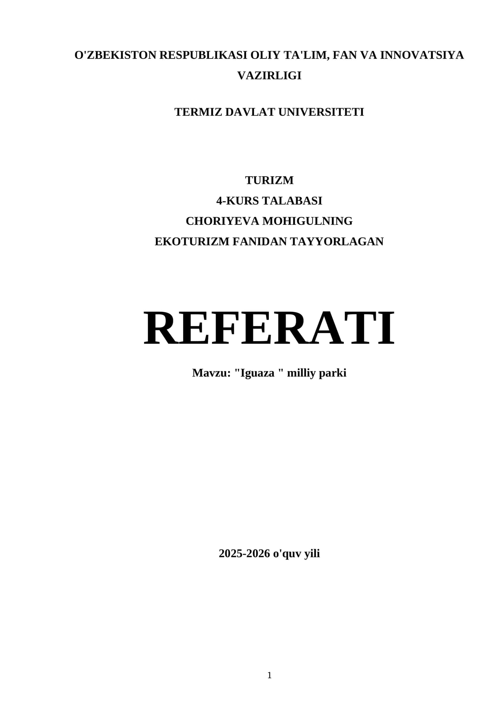 "Iguaza" milliy parki - REFERATI