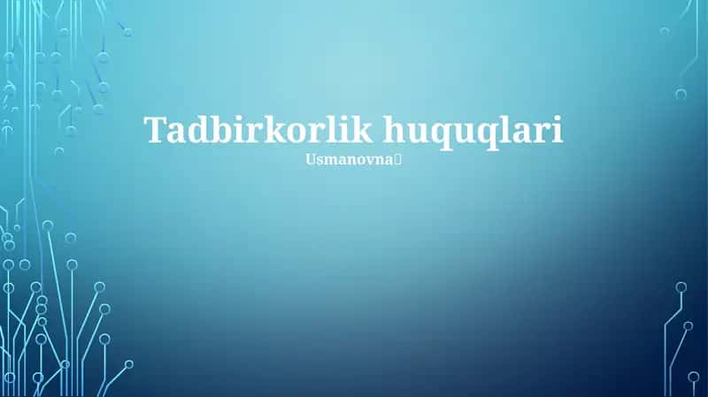 Tadbirkorlik huquqlari