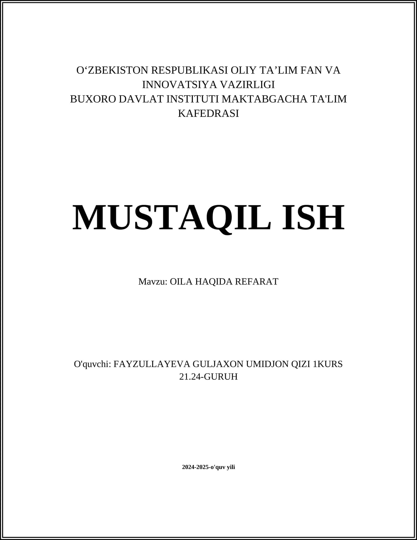 OILA HAQIDA REFARAT