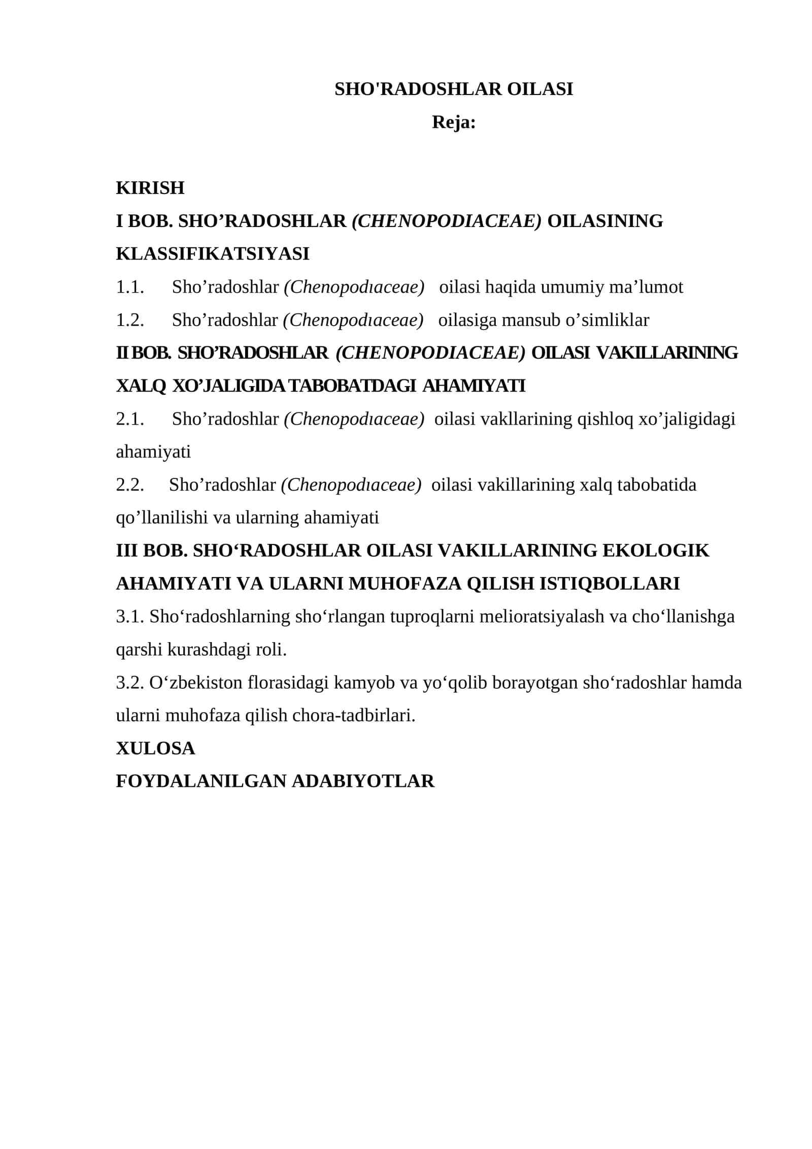 SHO'RADOSHLAR OILASI