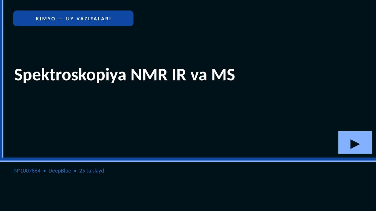 Spektroskopiya NMR IR va MS