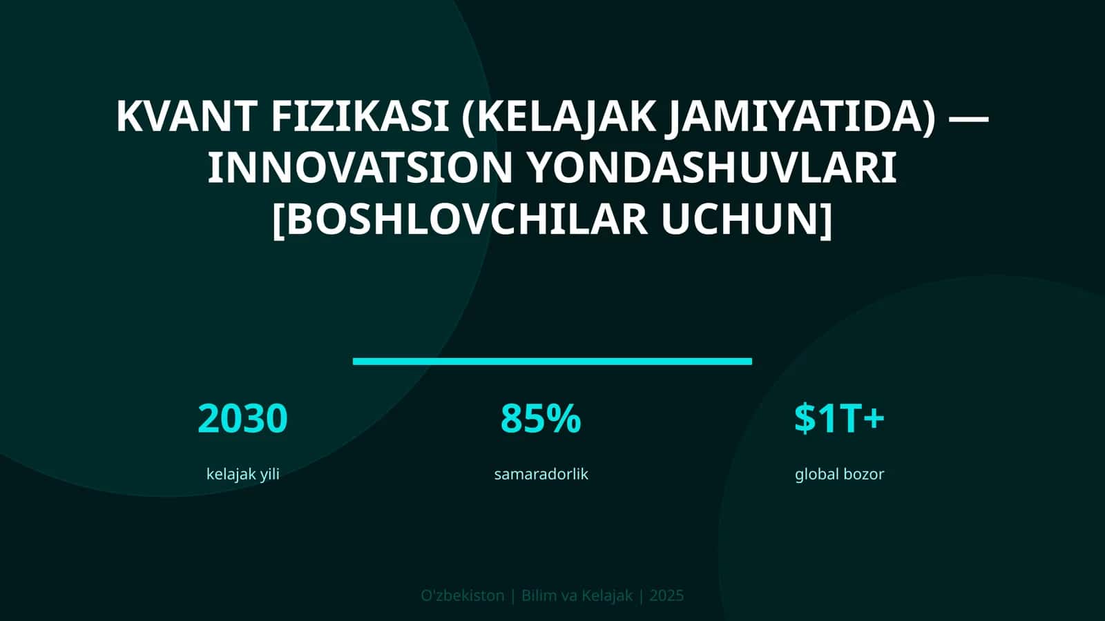 Kvant fizikasi (kelajak jamiyatida) — innovatsion yondashuvlari [boshlovchilar uchun]