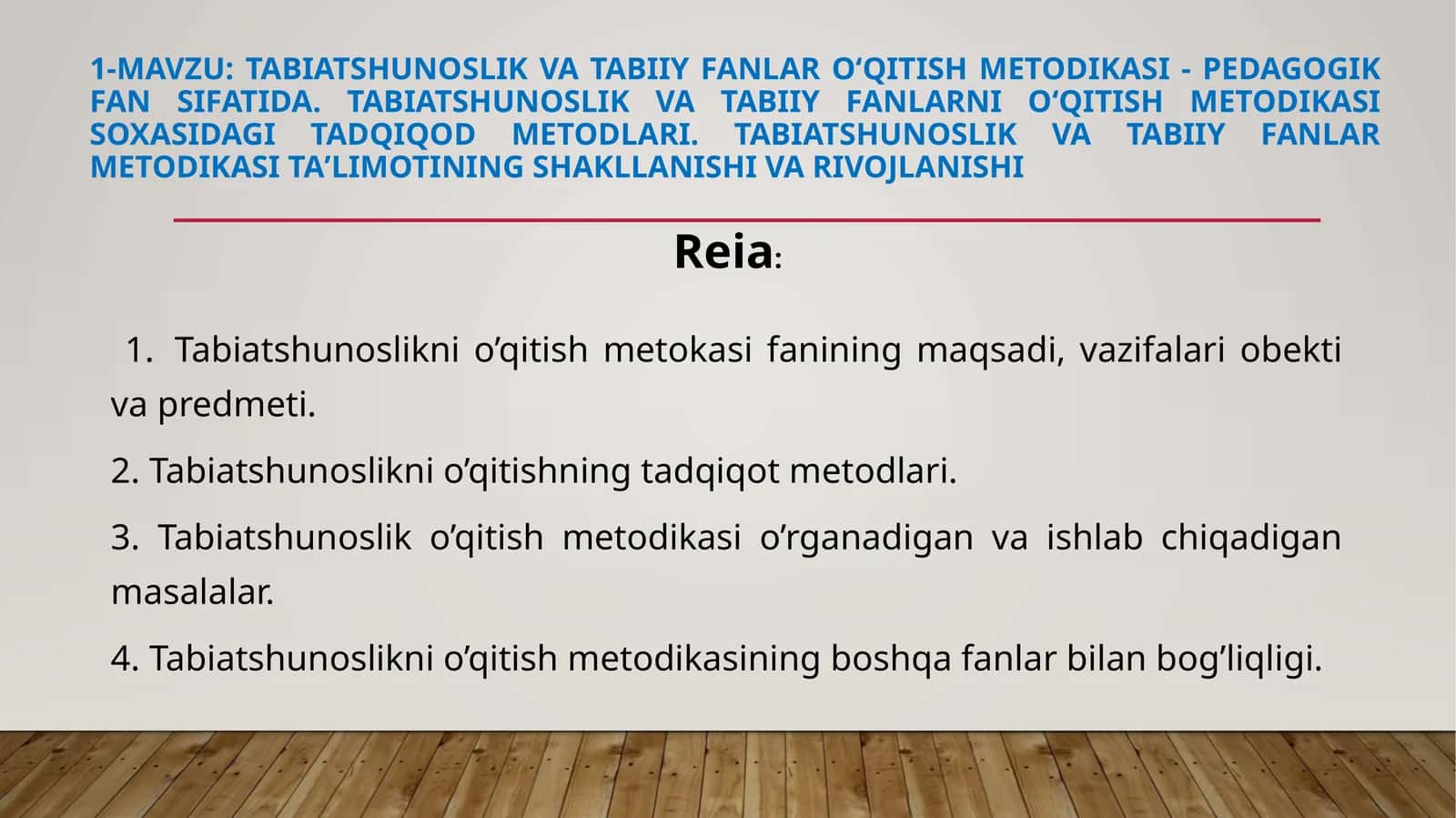 Tabiatshunoslik va tabiiy fanlarni o‘qitish metodikasi