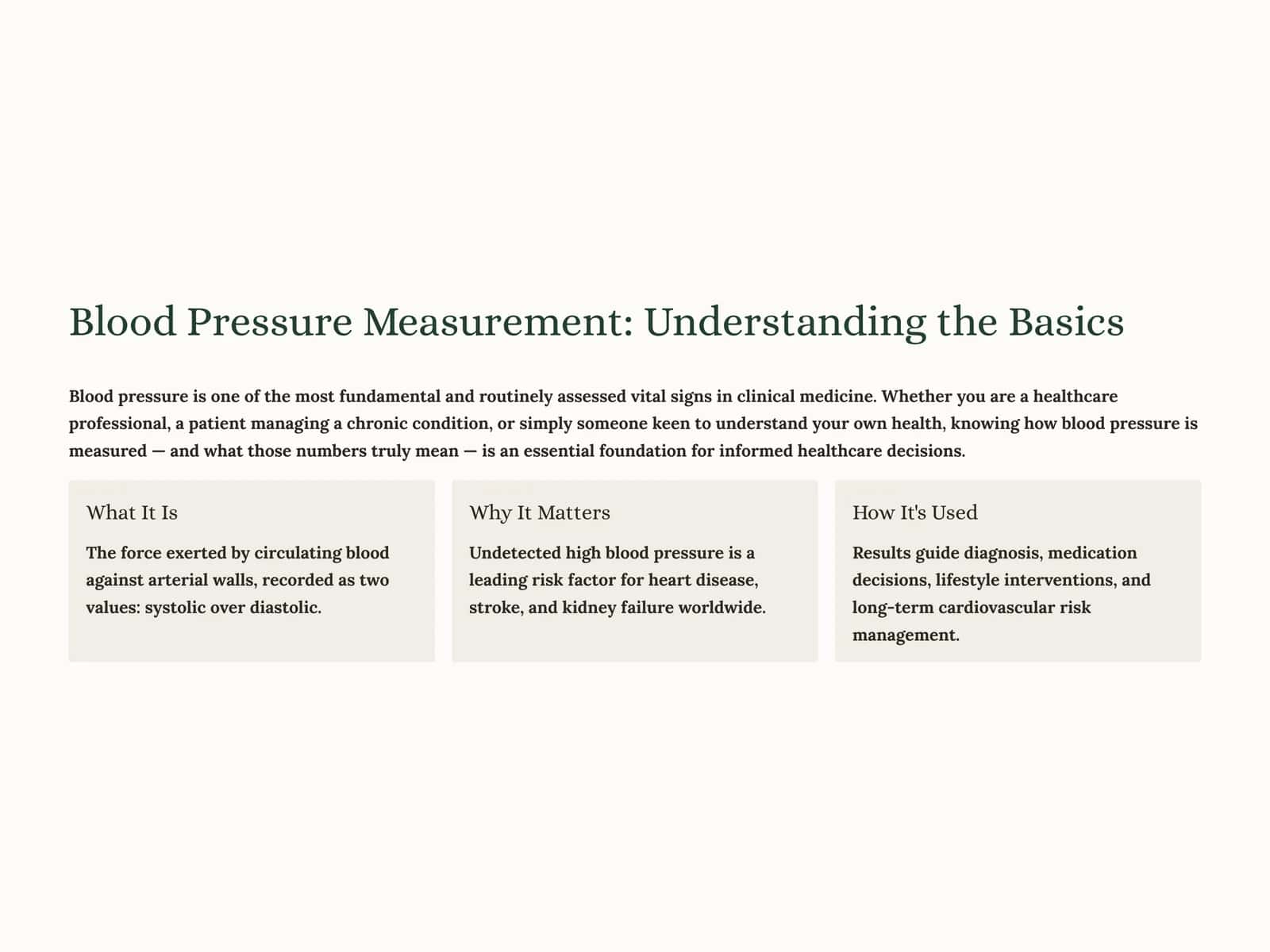 Blood Pressure Measurement: Understanding the Basics