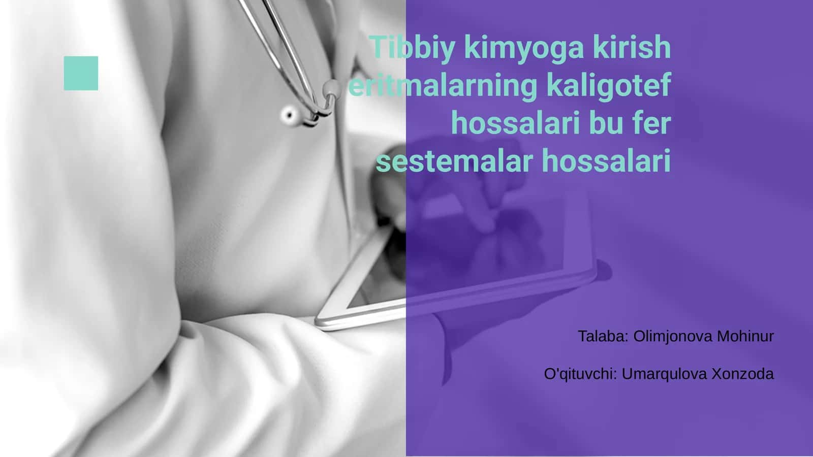 Tibbiy Kimyoga Kirish