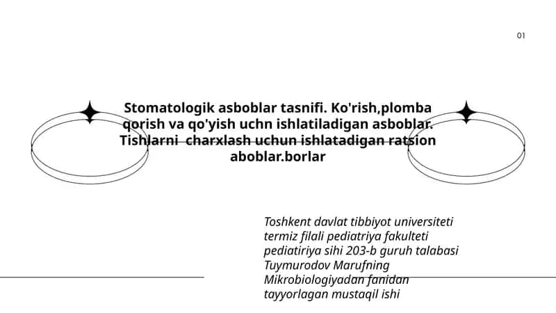 Stomatologik asboblar tasnifi