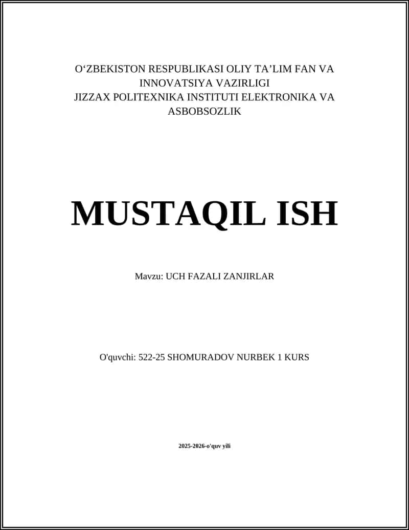 UCH FAZALI ZANJIRLAR