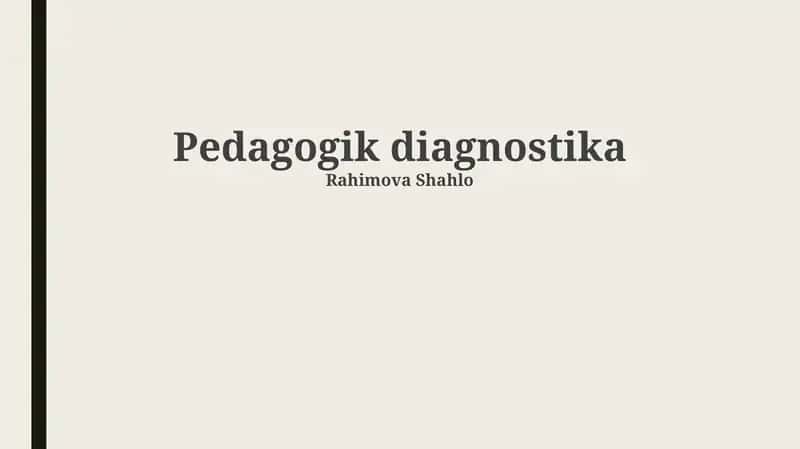 Pedagogik diagnostika