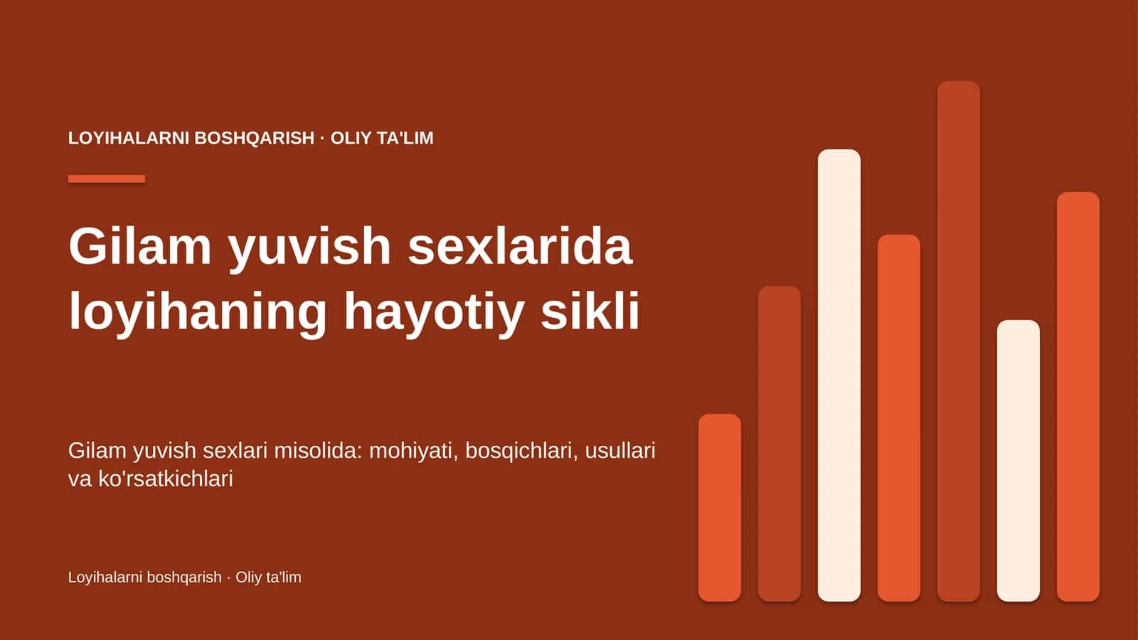 Gilam yuvish sexlarida loyihaning hayotiy sikli