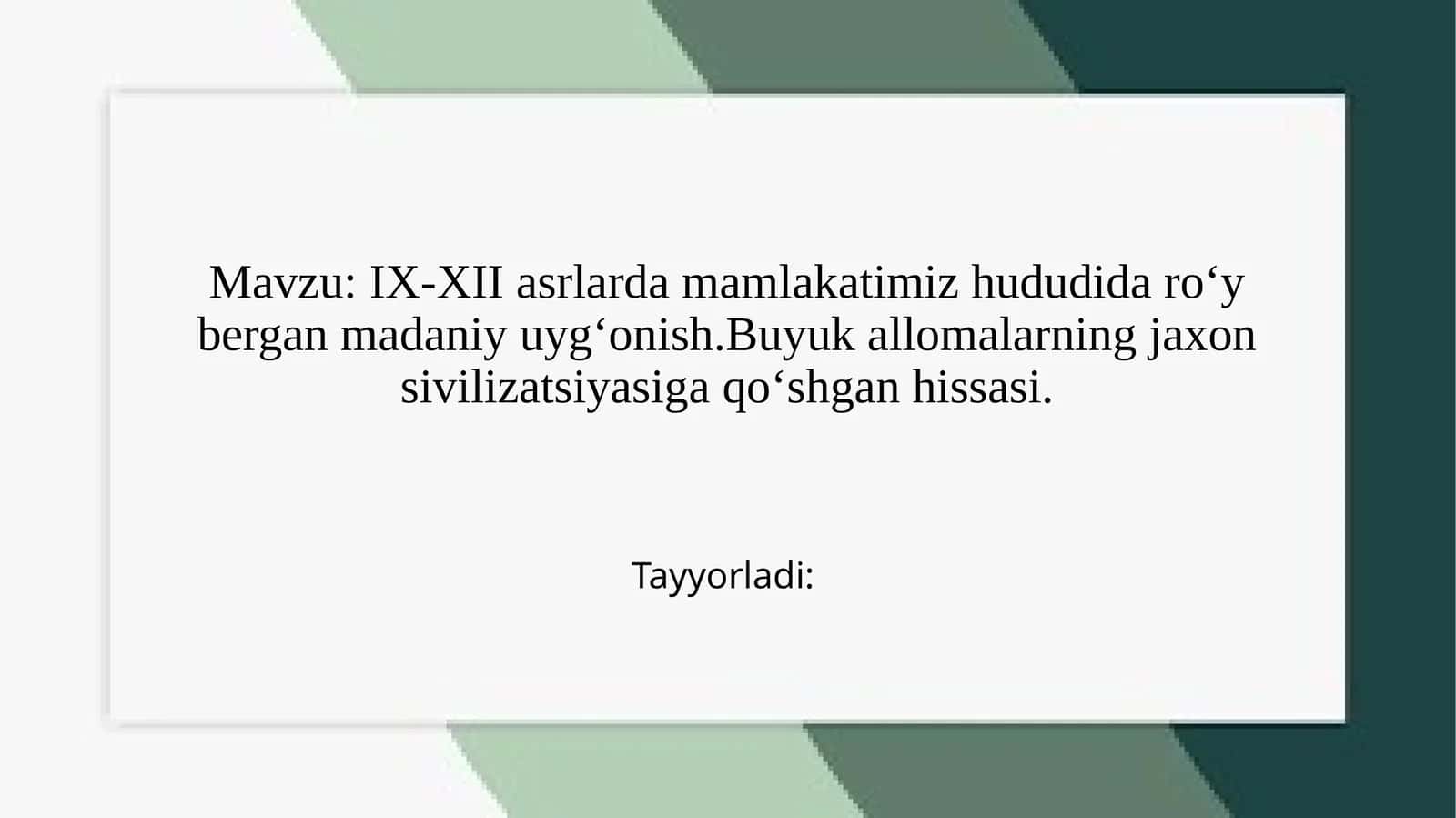 IX-XII asrlarda madaniy uygʻonish