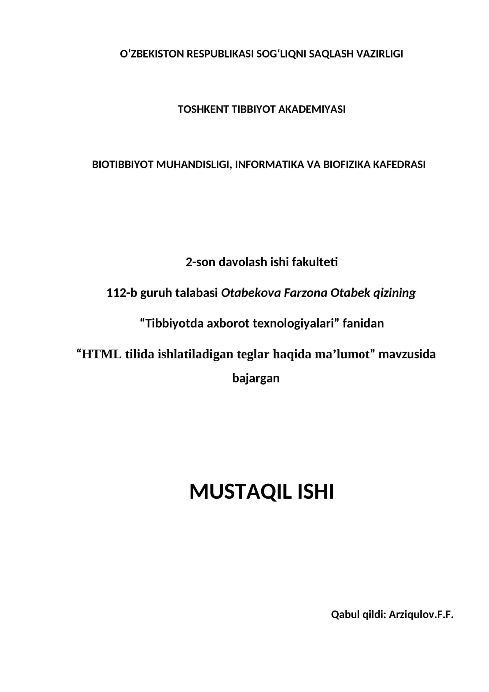 HTML da teglar haqida ma'lumot