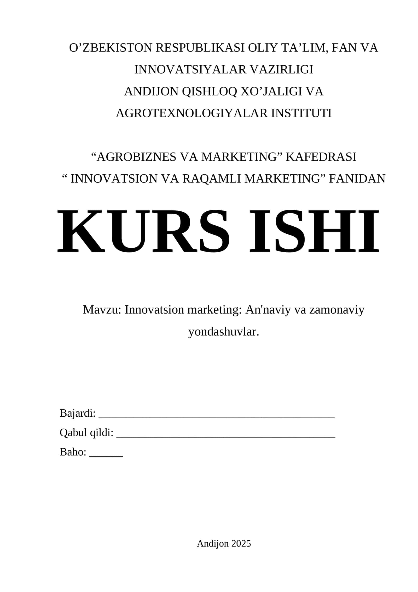 Innovatsion marketing: An'naviy va zamonaviy yondashuvlar