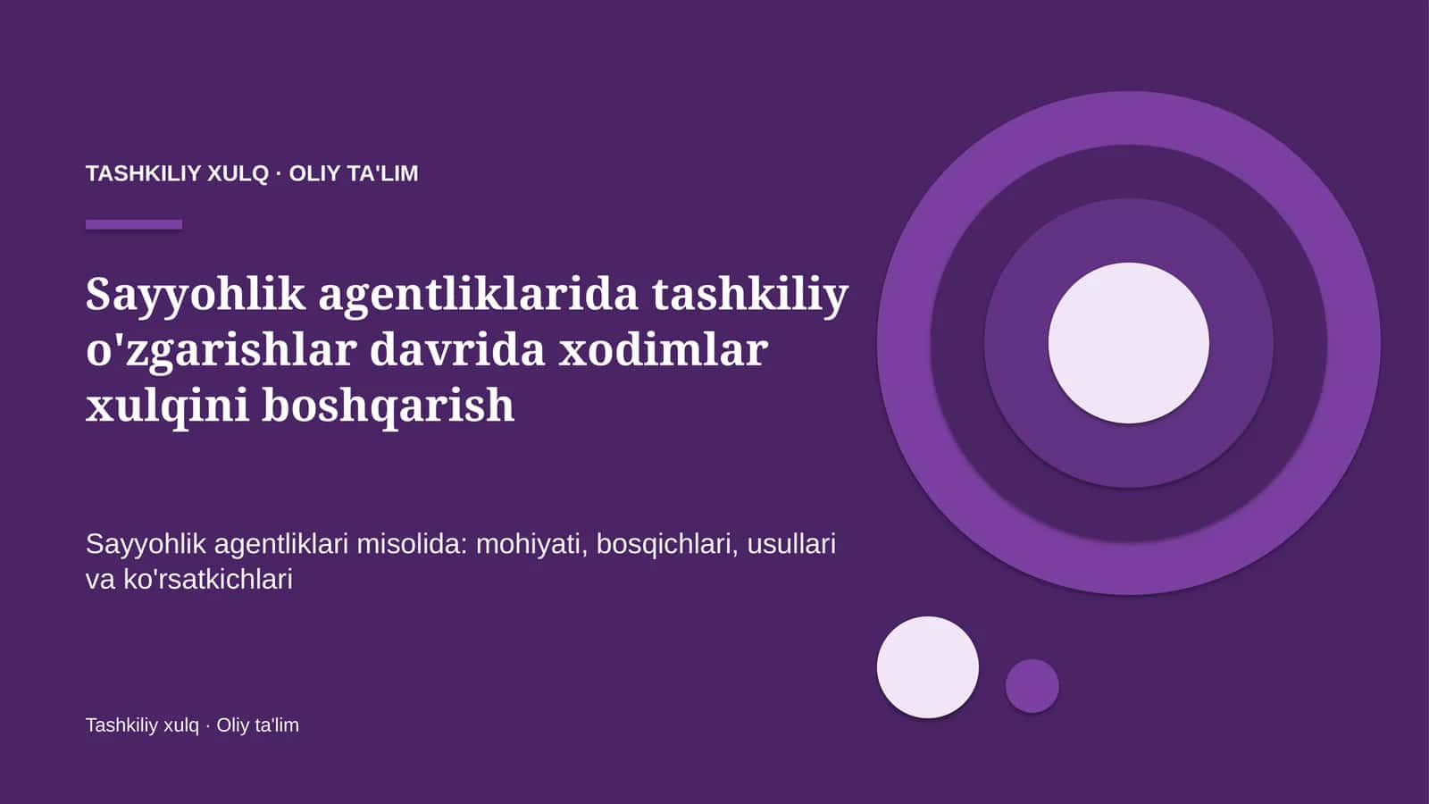 Sayyohlik agentliklarida tashkiliy o'zgarishlar davrida xodimlar xulqini boshqarish