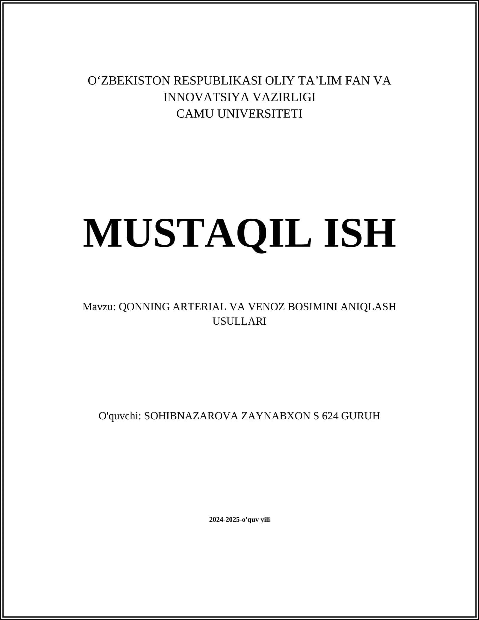 Qonning arterial va venoz bosimini aniqlash usullari
