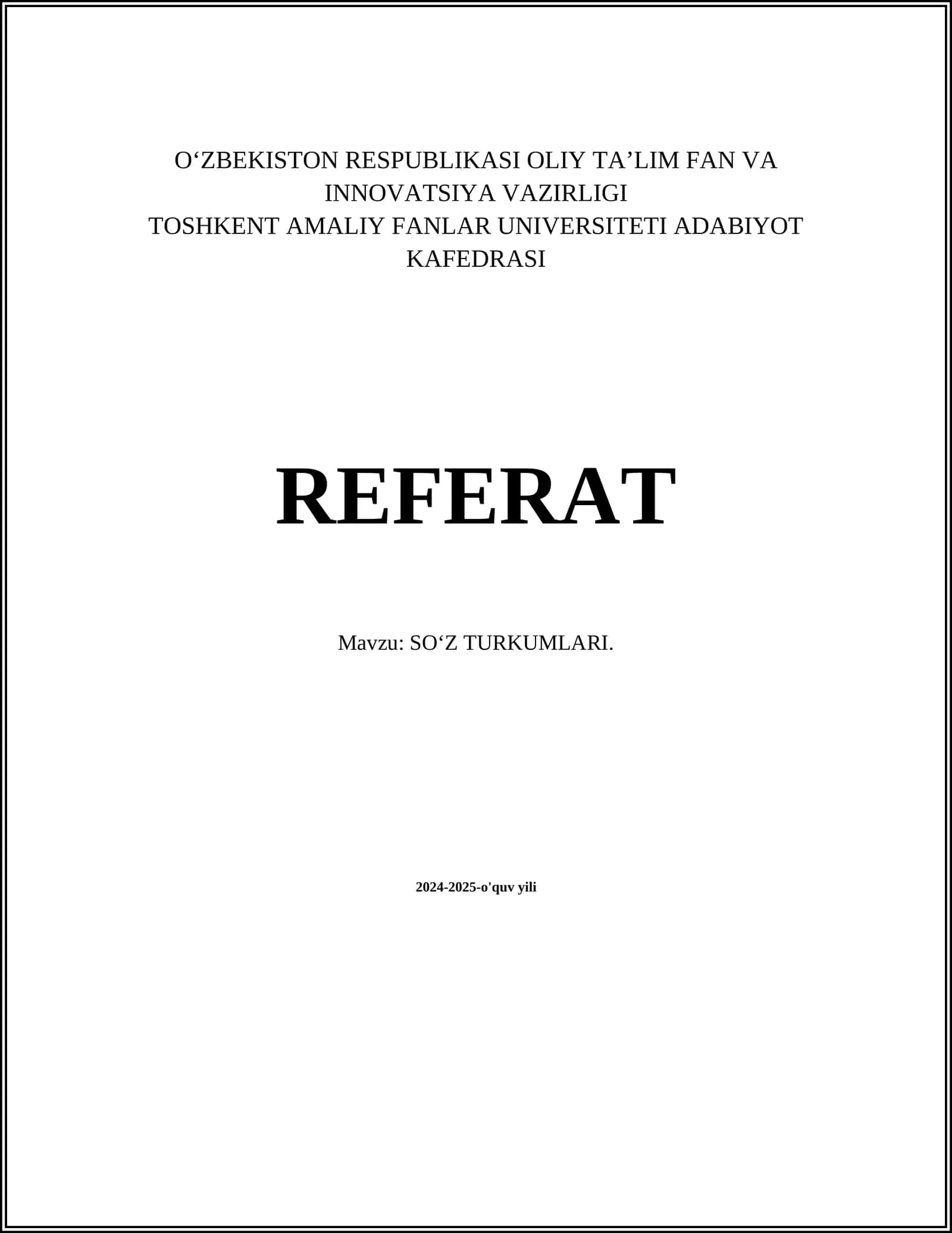 SOʻZ TURKUMLARI