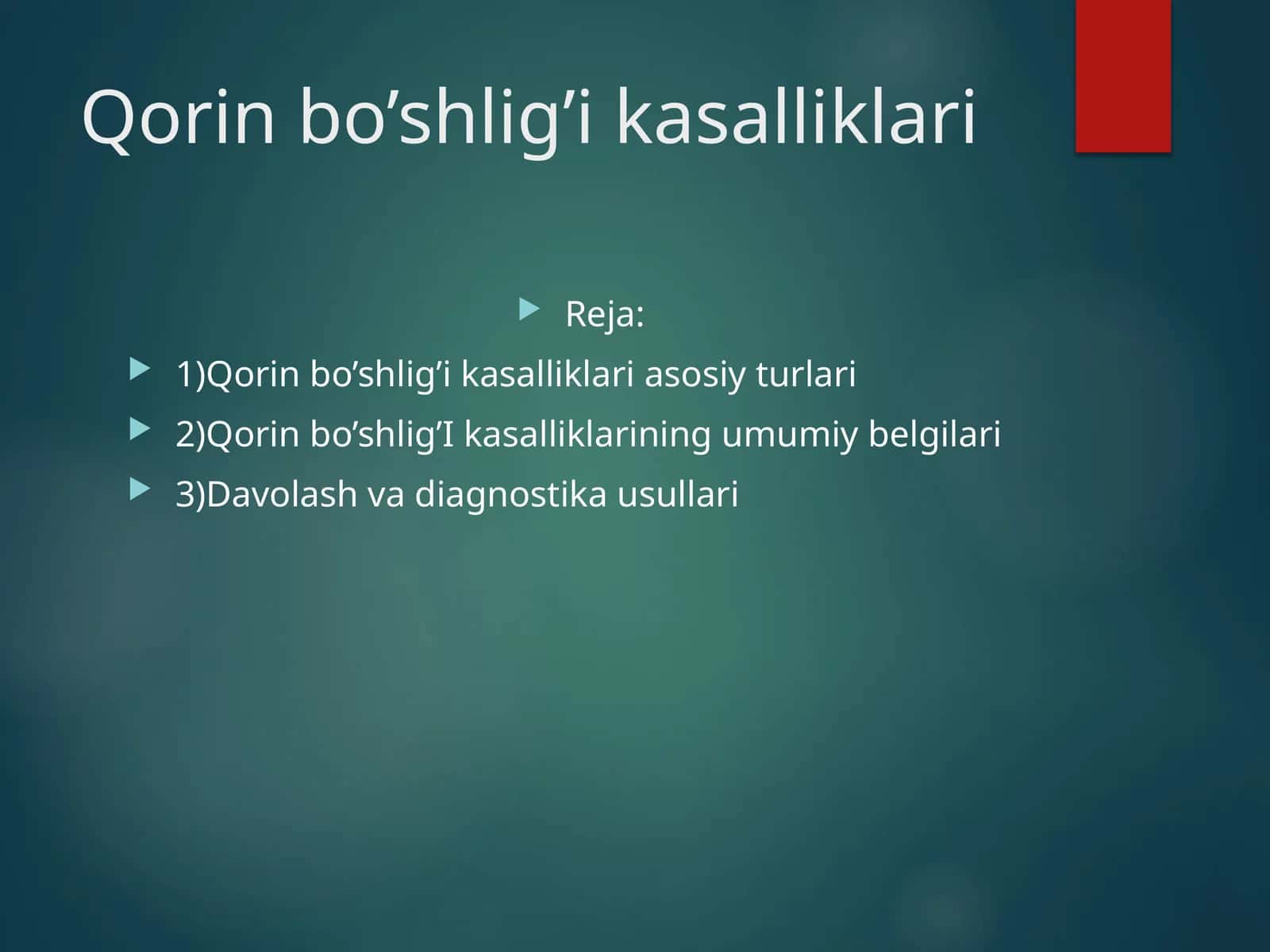 Qorin bo’shlig’i kasalliklari