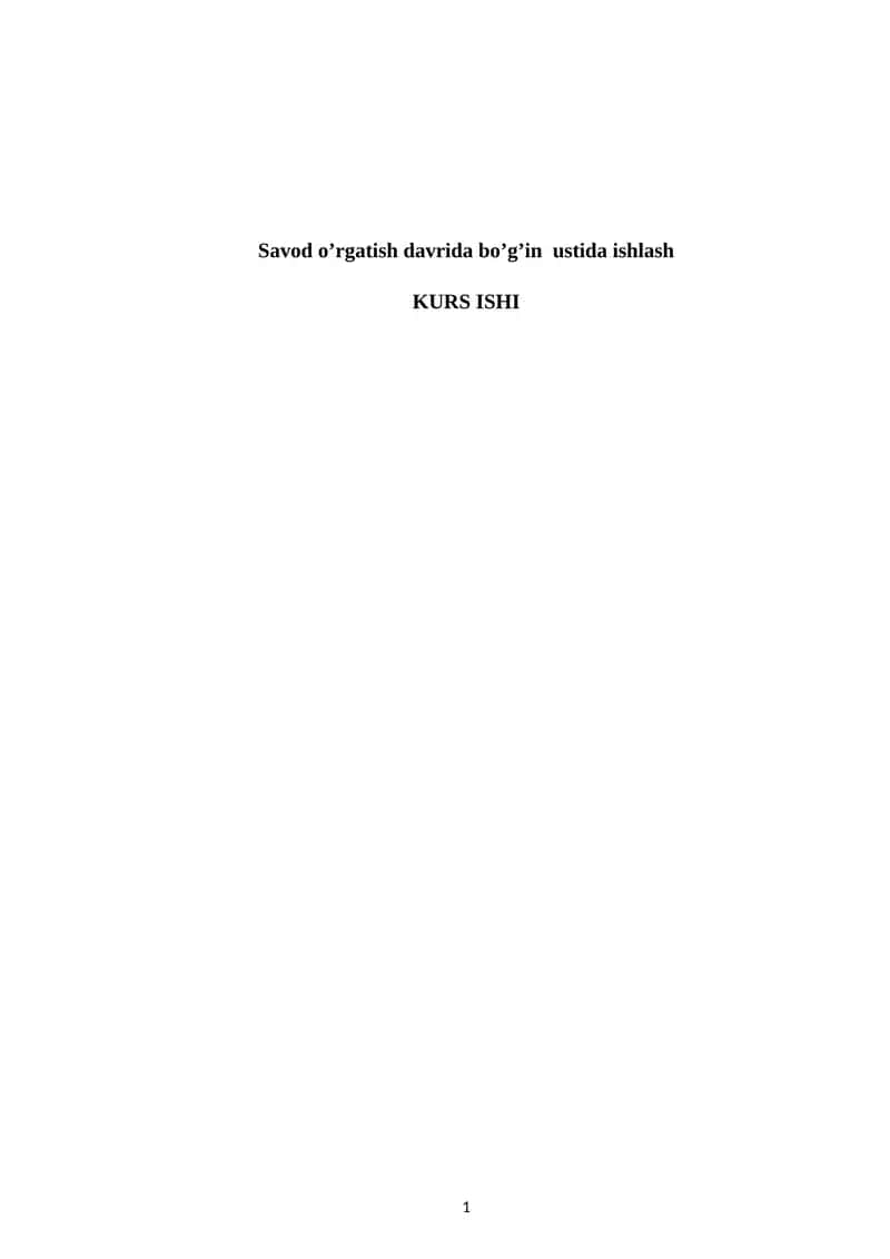 Savod o’rgatish davrida bo’g’in ustida ishlash