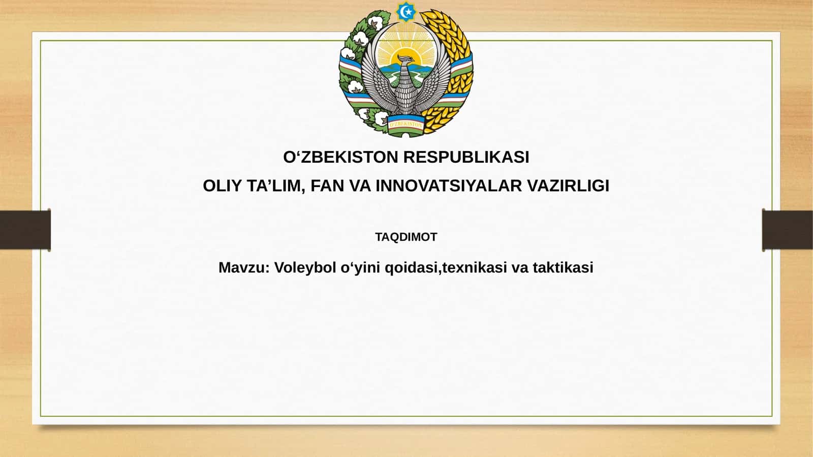 Voleybol oʻyini qoidasi, texnikasi va taktikasi