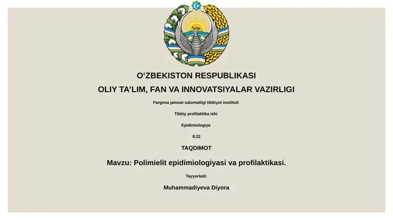 Polimielit epidimiologiyasi va profilaktikasi
