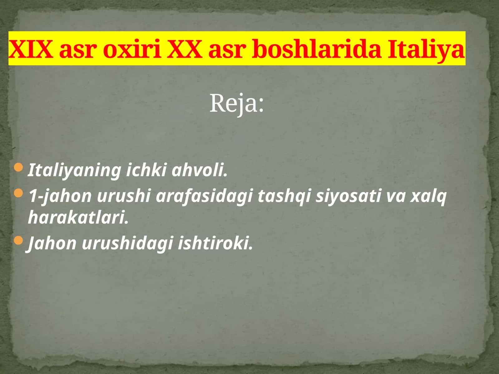 Italiyaning ichki ahvoli