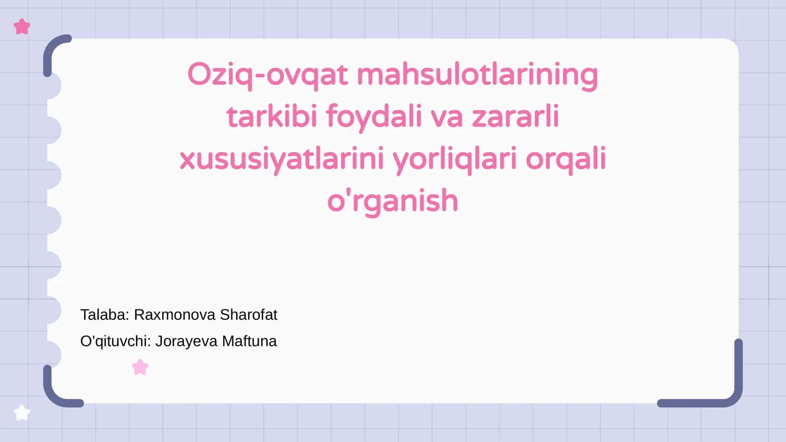 Oziq-ovqat mahsulotlarining tarkibi