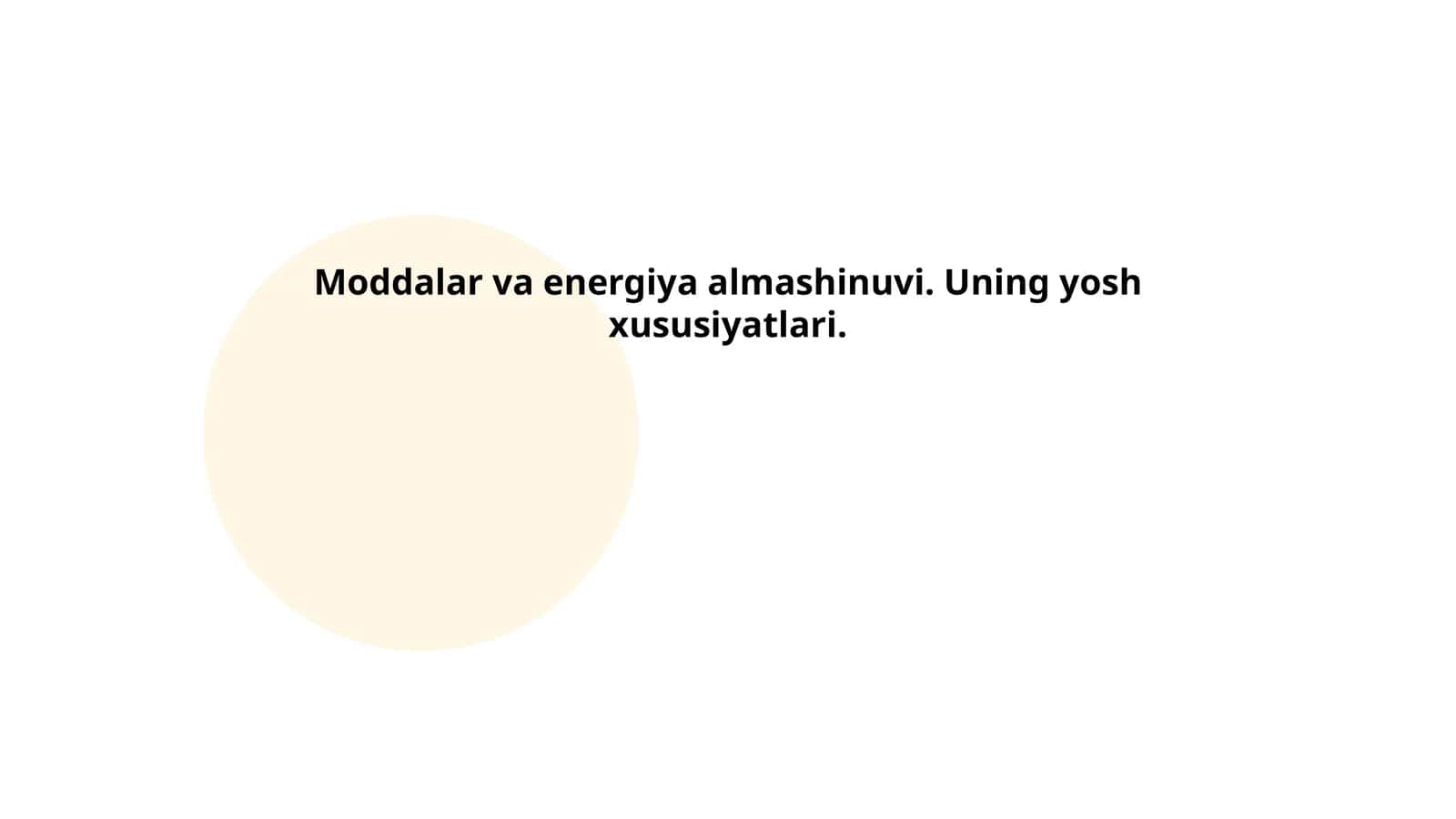 Moddalar va energiya almashinuvi asoslari