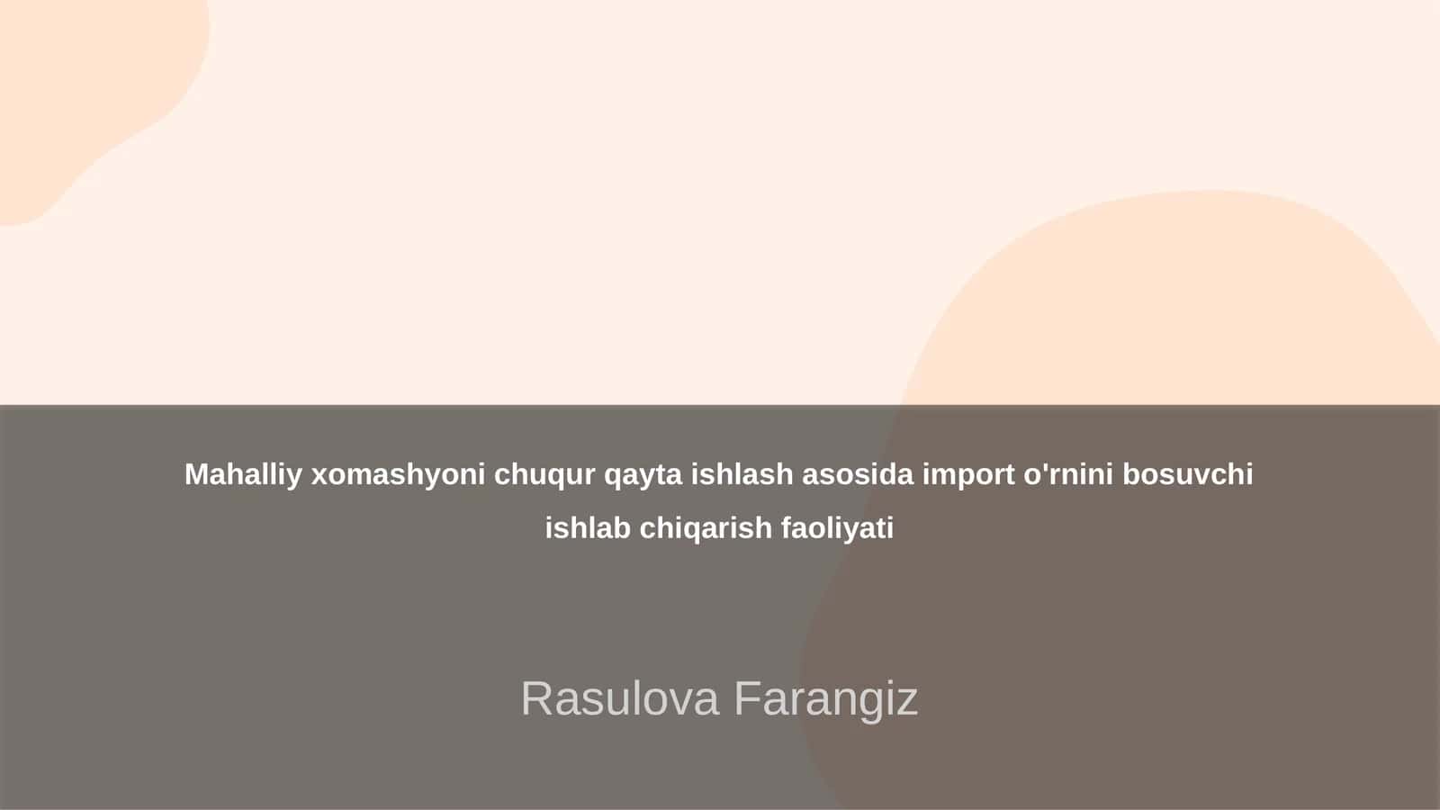 Mahalliy xomashyo resurslari tahlili