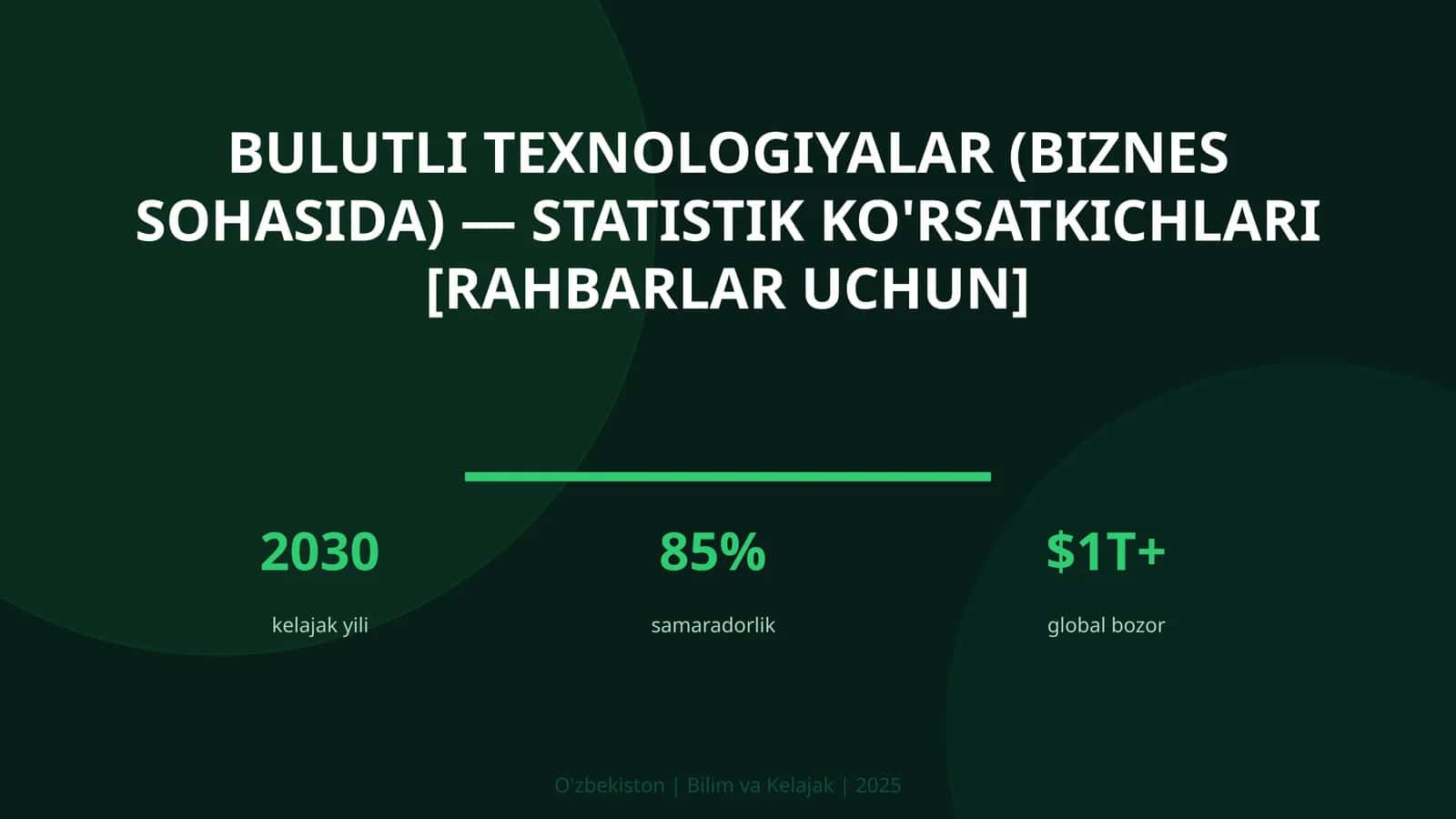 Bulutli texnologiyalar (biznes sohasida) — statistik ko'rsatkichlari [rahbarlar uchun]