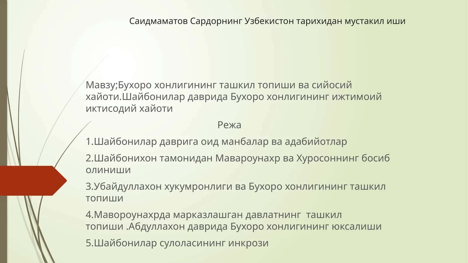 СаидмаматовСардорнингУзбекистонтарихиданмустакилиши