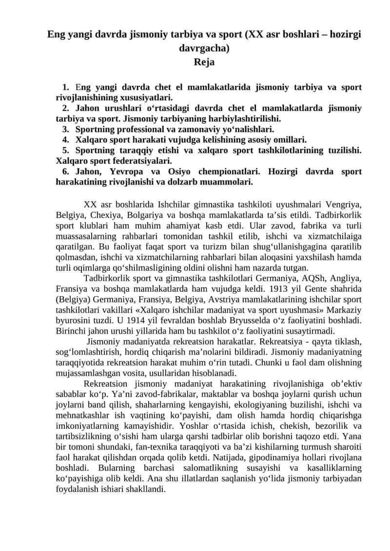 Jismoniy tarbiya va sport