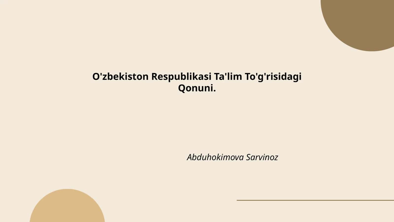 Ta'lim tizimini tashkil etish