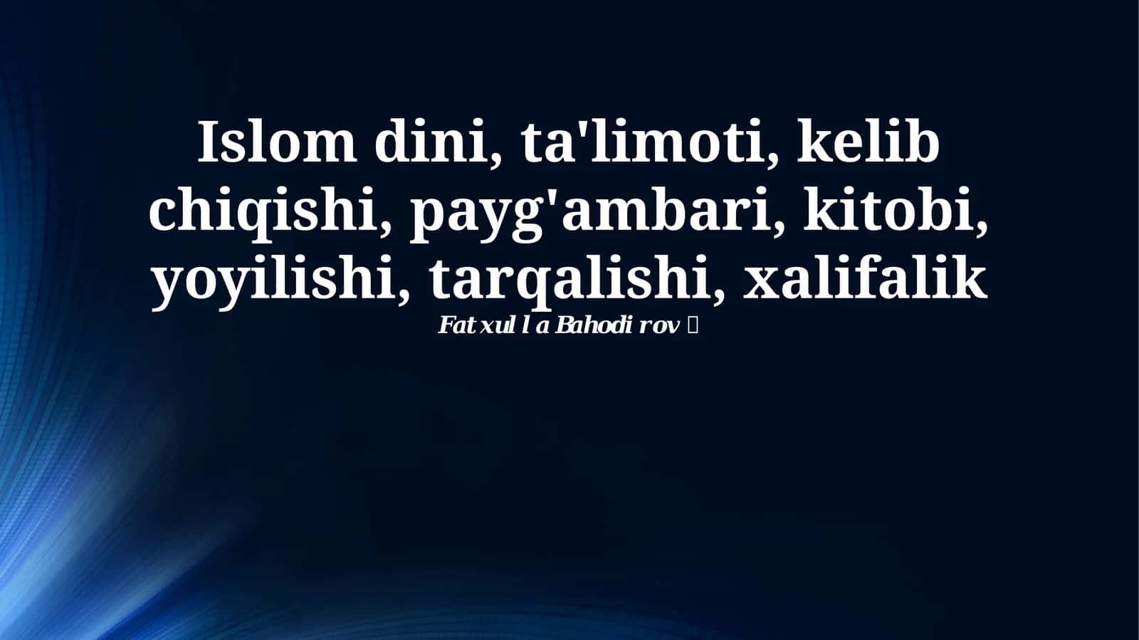Islom dini tarixi