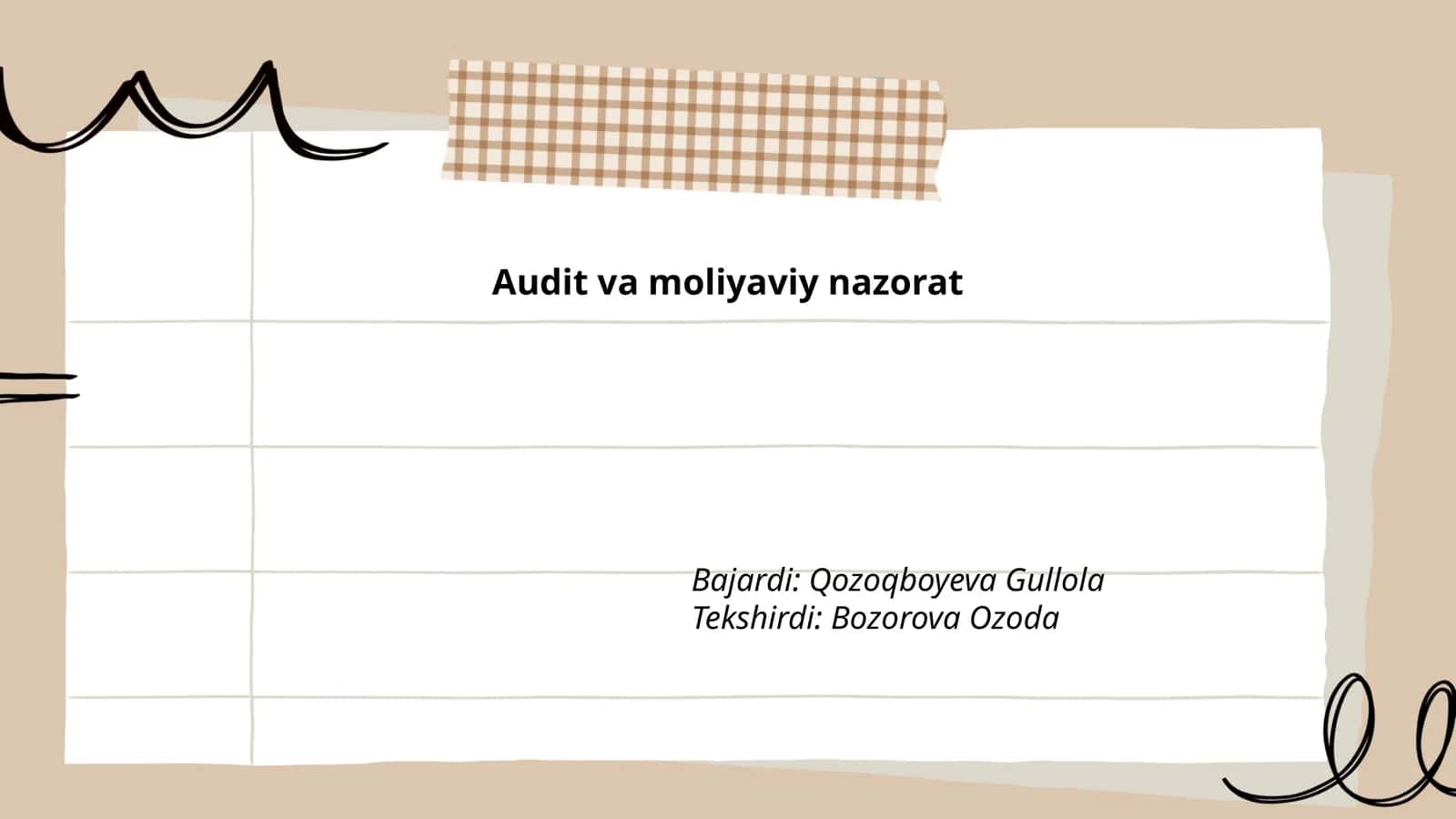 Audit va Moliyaviy nazorat