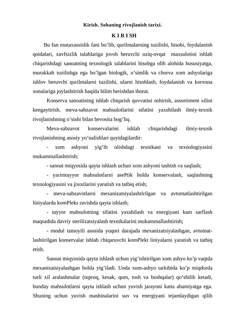 Meva-sabzavot konservalari ishlab chiqarish