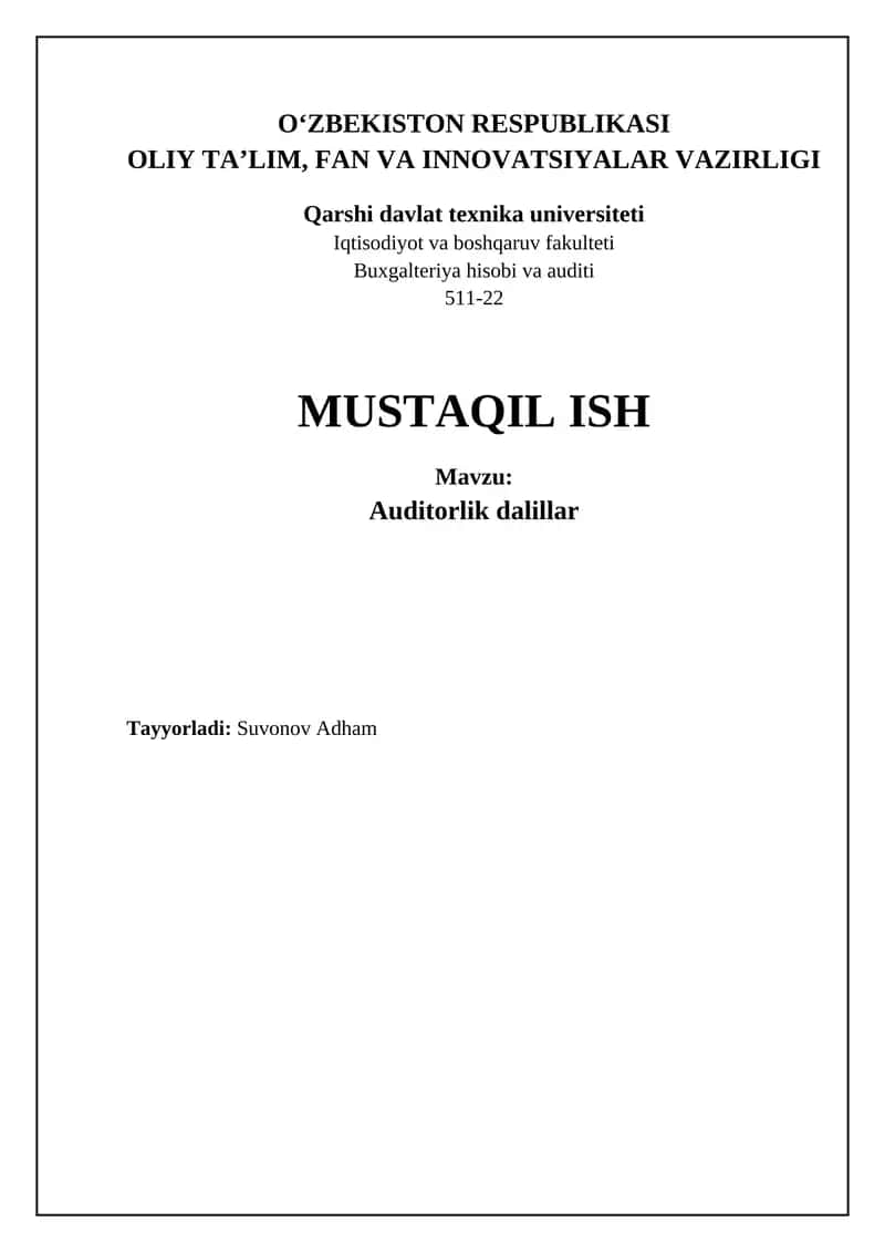 Auditorlik dalillari