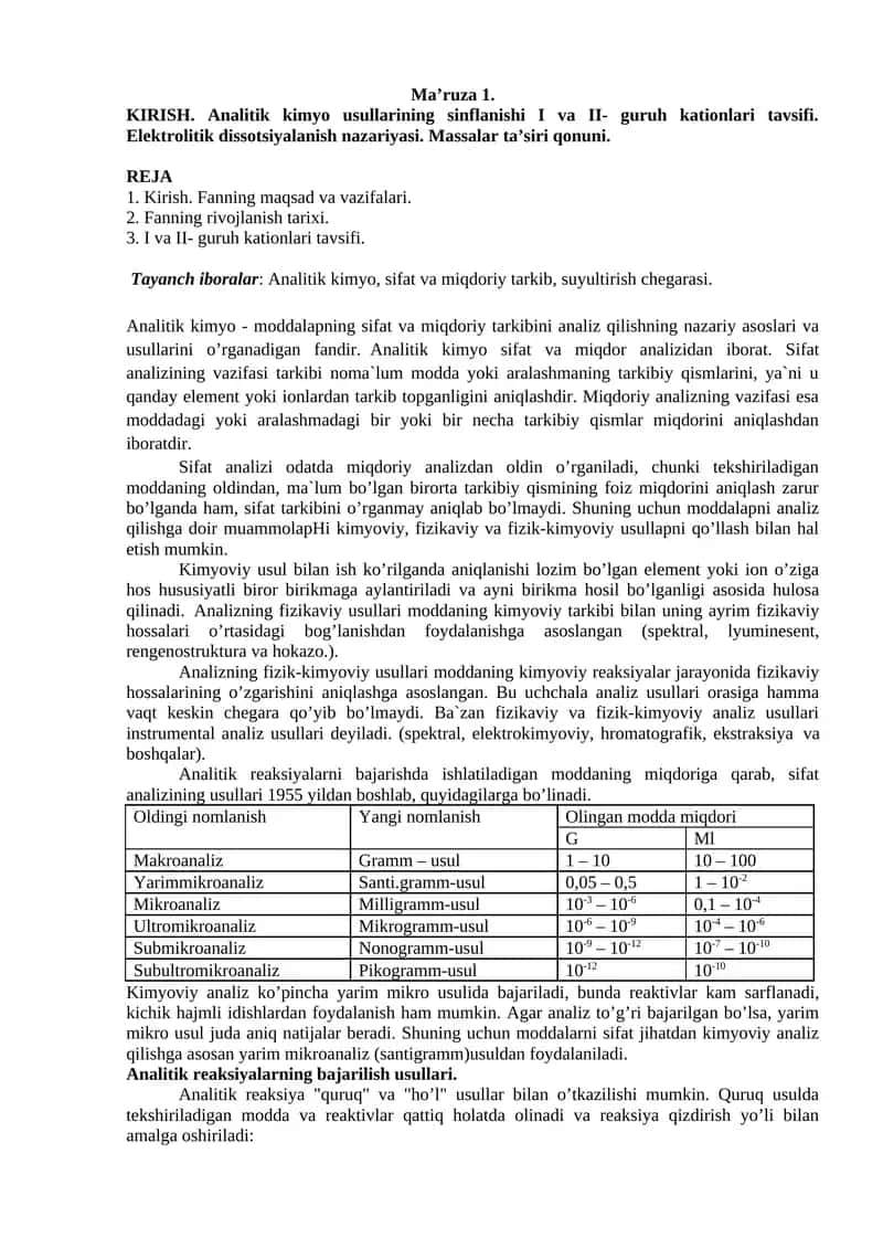 Analitik kimyo usullari