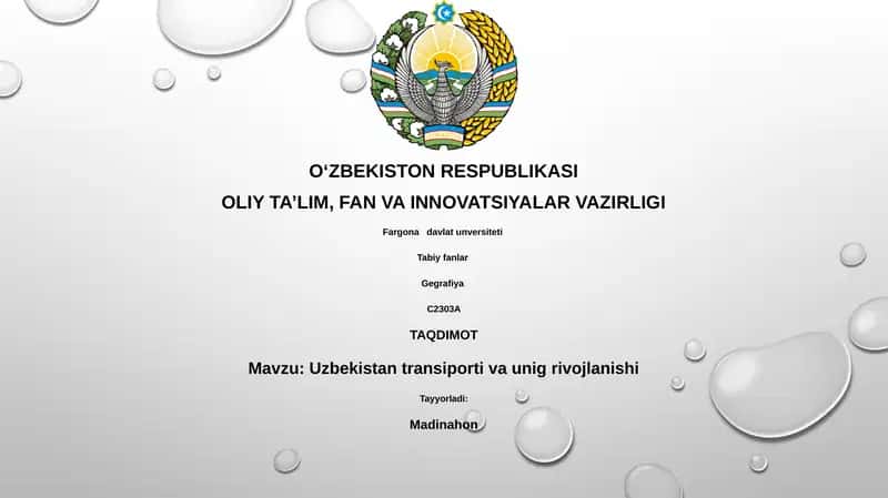 Uzbekistan transiporti va unig rivojlanishi
