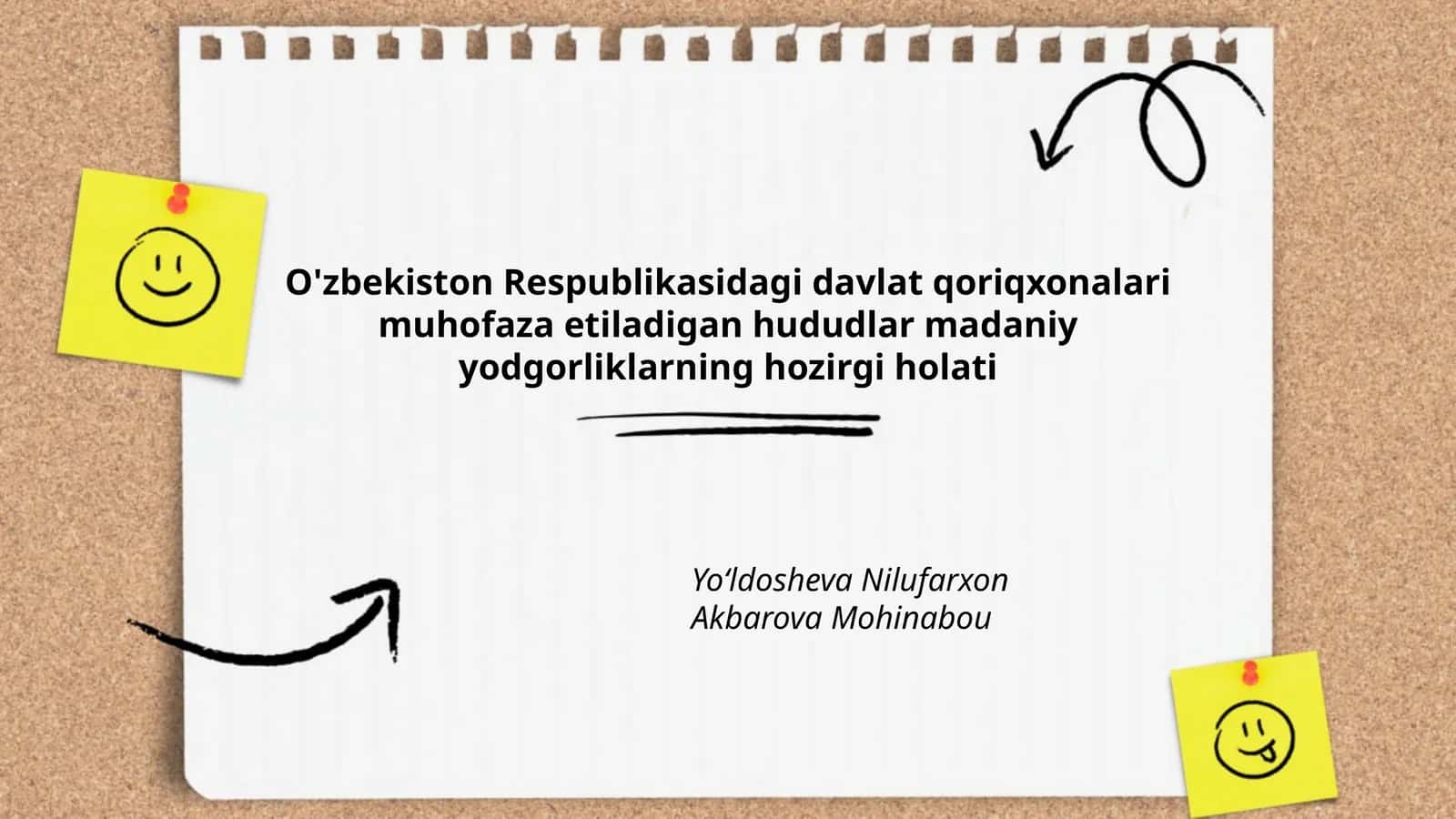 O'zbekiston Respublikasidagi davlat qoriqxonalari muhofaza etiladigan hududlar madaniy yodgorliklarning hozirgi holati