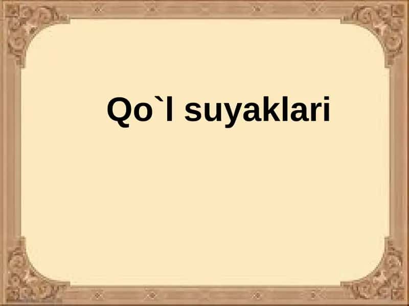 Qo`lsuyaklari