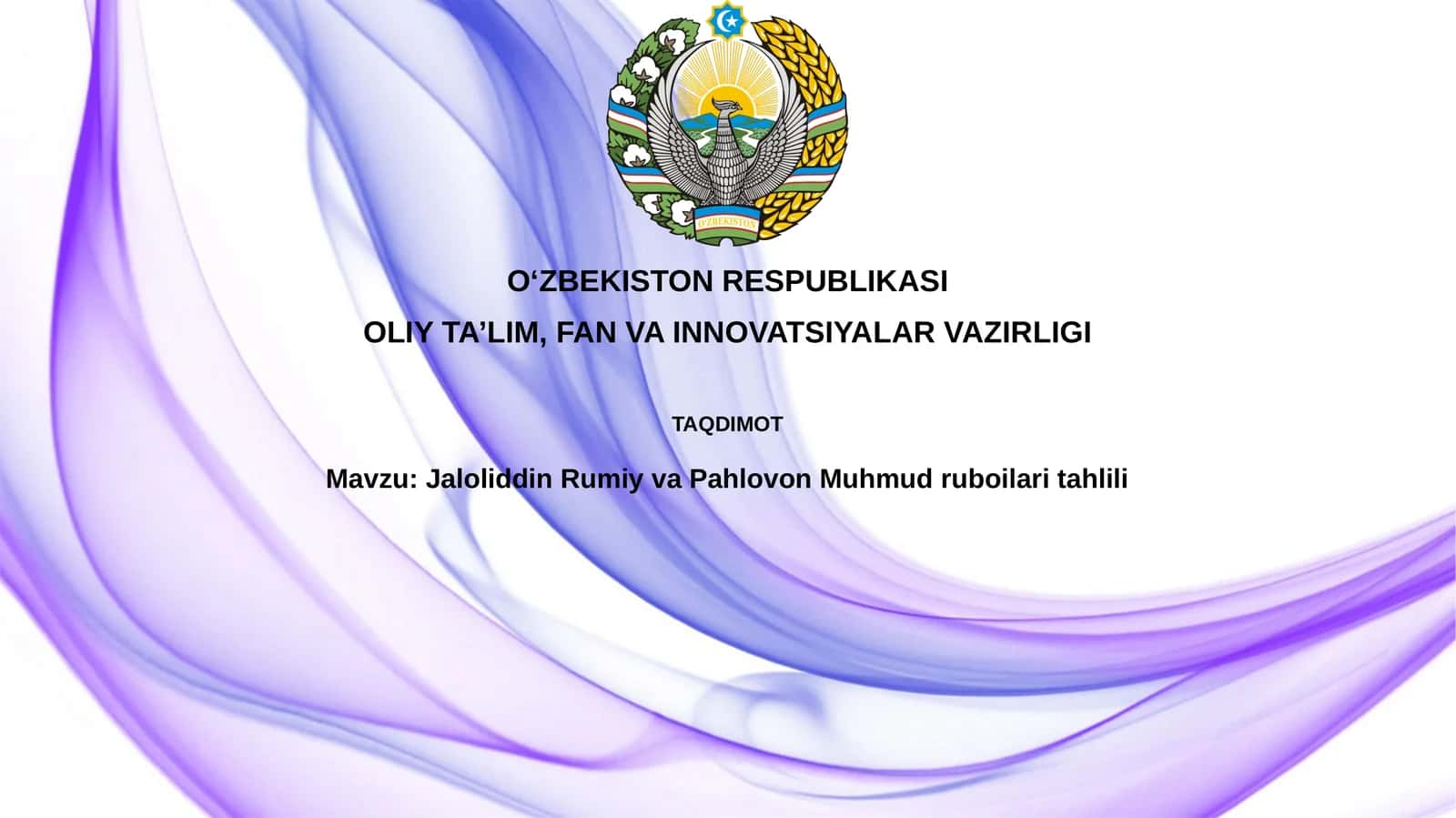 Jaloliddin Rumiy va Pahlavon Mahmud ruboiylaritahlili