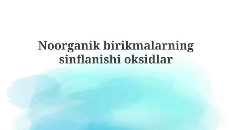 Oksidlar ta'rifi va nomenklatura